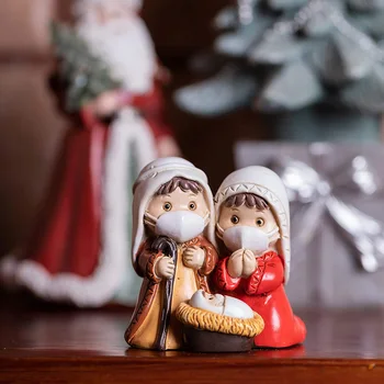 Doğuş Setleri Sahne Kutsal Aile Noel Figuriner Heykeli Dekorasyon ve Ekran Mantel veya Pencere Eşiği kırmızı