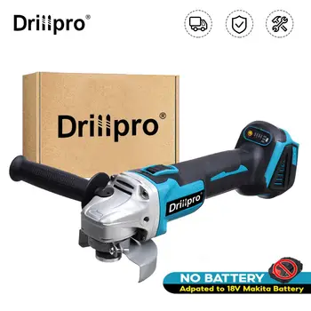 Drillpro 125mm Fırçasız Akülü Elektrikli Açı Öğütücü 4 Hız DIY Parlatıcı Kesme Makinası Güç Aracı Makita 18V Pil