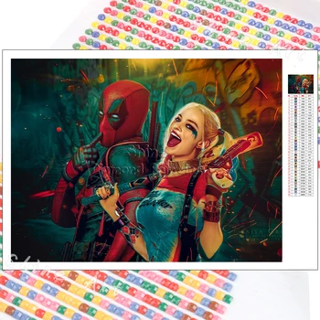 Elmas Boyama Marvel Deadpool ve Palyaço Kadın 5D DIY Sanat Mozaik Nakış Hobi Tam Matkap Duvar Sticker Ev Dekorasyon Hediye