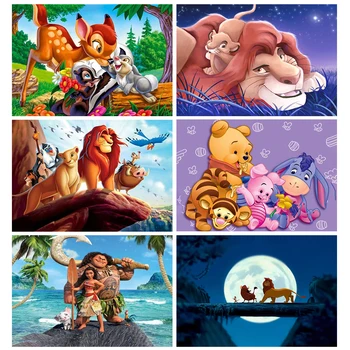Elmas Nakış Resimleri Disney Tam Kare / Yuvarlak Dıy Aslan Kral Çapraz dikiş kiti 5D Mozaik Açık Kahverengi Bambi Ev Dekorasyon Yeni