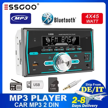 ESSGOO 2 Din Araba MP3 Çalar Çift BT 5.1 Ses Asistanı TF FM AUX USB araba şarjı Autoradio Telefon App Bulun Bulmak Araba