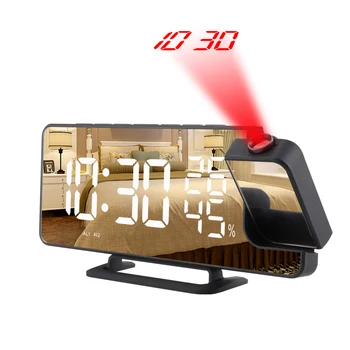 FM Radyo LED Dijital Akıllı çalar saat İzle Masa Elektronik Masaüstü Saatler USB Uyandırma Saati 180 ° Projeksiyon Süresi Erteleme