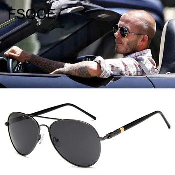 FSQCE Moda Polarize Güneş Gözlüğü Erkekler Lüks Marka Vintage Gözlük Metal Çerçeve Pilot güneş gözlüğü Sürücü Gözlükleri Stil UV400