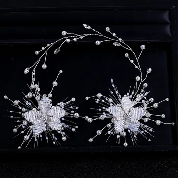 Gelin takı inci kristal çiçek saç tokası kafa bandı düğün aksesuarları