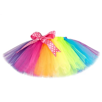 Gökkuşağı Tutu Etek Kızlar için Prenses Dans Tutuş Yürüyor Çocuk Kabarık Tül Etekler Doğum Günü Partisi için Bebek kadın kostümü 0-14Y