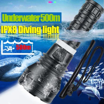 Güçlü 15000LM XHP70. 2 LED tüplü dalış el feneri sualtı balıkçılık Torch 26650 su geçirmez XHP70 dalış lambası fener ışık