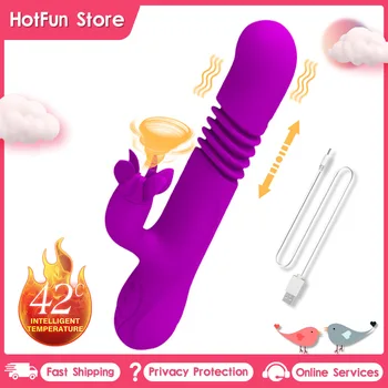 Güçlü Klitoris Dönen Masaj Seks Oyuncakları Geri Çekilebilir Vibratör Kadınlar için g-spot Stimülasyon 42 ℃ Isıtma Oyuncaklar Yetişkinler için 18