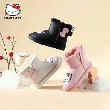 Hello Kitty çocuk ayakkabıları ve Botları Kış Yüksek Top Donma Önleyici Kar Botları Kızlar Prenses Büyük pamuklu ayakkabılar