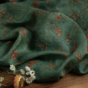 High end doğal saf rami kumaş Retro yağlıboya baskı tissu Moda benzersiz elbise robe gömlek kumaşlar