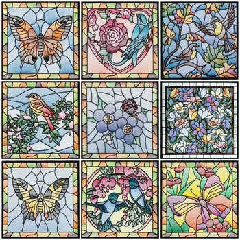 HUACAN Tam Kare / Yuvarlak Elmas Boyama Hayvan Kuş Elmas Mozaik Çiçekler Çapraz Dikiş Ev Dekorasyon Hediye