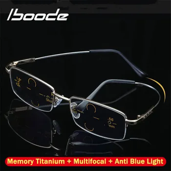 ıboode Titanyum Multifokal İlerici okuma gözlüğü Erkekler Kadınlar Anti mavi ışık Yakın Uzak Görüş Alaşım Presbiyopik gözlük Diyoptri