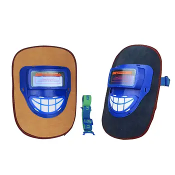 Inek derisi Deri Elektrikli Kaynak Maskesi Otomatik Karartma Kask Lens ile, Hafif