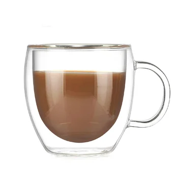 ısıya dayanıklı Çift Duvar Cam Tasarım Espresso Kupa Anti Haşlanma Grip Nespresso Çay Latte Kahve Fincanı Tasse Yudum Taza Gato