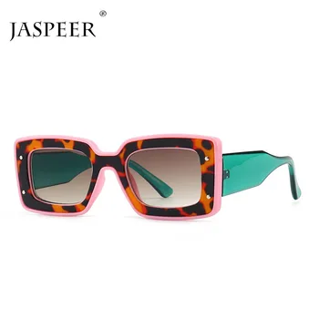 JASPEER Retro Bayanlar güneş gözlüğü UV400 Kahverengi Leopar Kalın Çerçeve Kare Güneş Gözlüğü kadınlar İçin 2022 Kadın Yaz Tarzı Hediyeler