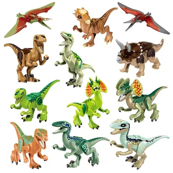 Jurassic Dünya Dinozor oyuncak inşaat blokları Çocuklar İçin Simülasyon Hayvan Araya Rakamlar Tuğla Oyuncak Çocuklar noel hediyesi