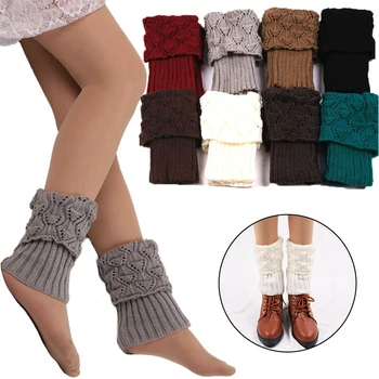 Kadın bacak ısıtıcısı 1 Çift Tığ bot paçaları Çorap Örgü Ayak Kış sıcak tutan çoraplar Kısa Çizme Toppers Boot Çorap Bacak Kol