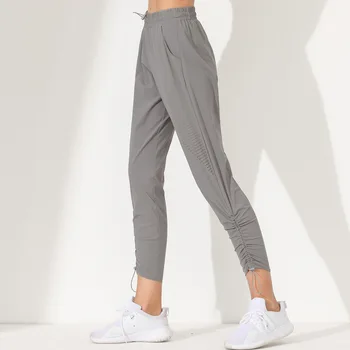 Kadın Gevşek Nefes Sweatpants İpli Bel Cep Yoga Joggers Pantolon Kadın Hızlı Kuru Spor Koşu günlük pantolon