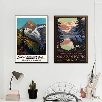 Kanada Pasifik Poster Vintage Banff Kanada Seyahat Posterler Lake Louise Manzara Tuval Boyama Duvar Resmi Oturma Odası Dekor