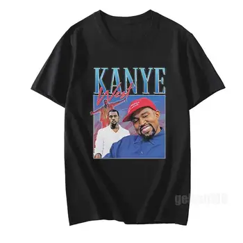Kanye West T-shirt Rapçi 90S Baskı T Shirt Erkek Kadın Pamuklu T Shirt Streetwear Harajuku moda üst giyim Büyük Boy Erkek Giyim