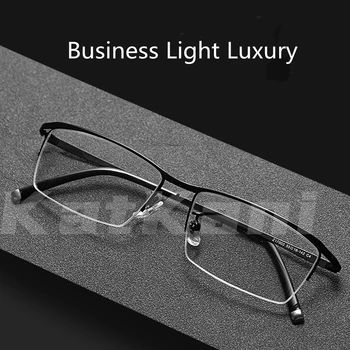 KatKanı erkek Ultralight Metal Yarım Çerçeve Gözlük Moda Retro İş Miyopi Optik Reçete Gözlük Çerçevesi Z17003