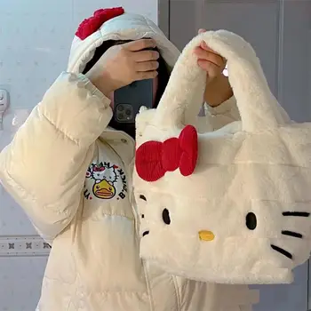 Kawaii Sanrio Hello Kitty peluş çanta Sevimli Anime Karikatür KT Kedi Yay omuz çantaları Yumuşak Çanta okul çantası Kızlar Tatil Hediyeler