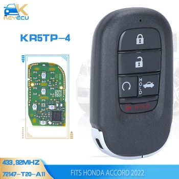KEYECU KR5TP - 4 Anahtarsız Gitmek Akıllı Uzaktan Anahtar FSK 433.92 MHz 4A Çip Fob Honda Accord 2022 için (Orijinal Kurulu)