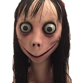 Korkunç Momo Maskesi Hack Oyunu Korku Lateks Maske Tam Kafa Momo Maskesi Büyük Göz Uzun Peruk