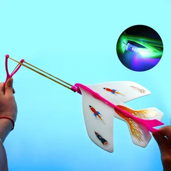 Köpük Planör Sapan Uçak Modeli Oyuncaklar için Çocuk Erkek Açık İnteraktif Oyun Monte Lastik Bant LED Uçak Oyunu