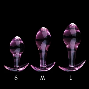 Küçük Pembe Cam Anal Plug Prostat masajı Dilatador Anal Topu Pürüzsüz Kristal Cam anal tıkacı Seks çiftler için oyuncaklar