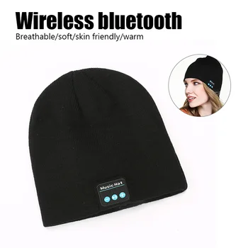 Kış Bluetooth Uyumlu Kulaklık USB Şarj Edilebilir Müzik Kulaklık Sıcak Örgü Bere şapka Kap Kablosuz Spor Kulaklık