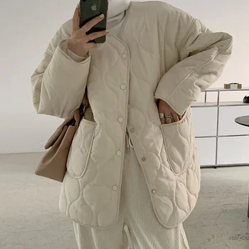 Kış Ceket Kadın Moda Dış Giyim günlük ceketler Katı TopsAll-MatchSimple Taze Şık Sıcak Kadın Ceket Gevşek Kalınlaşmak Mont