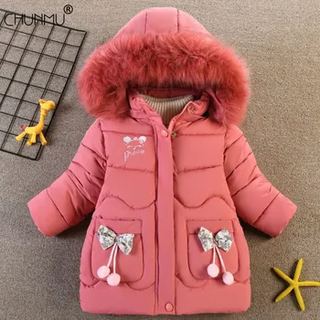 Kış Ceket Kız Ceket Sevimli Tavşan Bebek Kız Ceket Çocuklar Sıcak Kapşonlu Kabanlar Coat Kız Elbise Çocuk Ceket