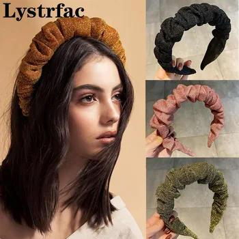 Lystrfac Yeni Parlak Glitter Toka Kafa Bandı Kadınlar Kızlar için Hacim Dalga Kat Hairband Basit Geniş Bayanlar saç aksesuarları