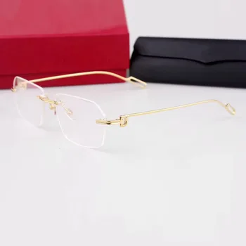 Marka Tasarım Vintage Titanyum Hafif Çerçevesiz Optik Reçete Gözlük Erkekler Kadınlar İçin Gözlük Miyopi Gözlük