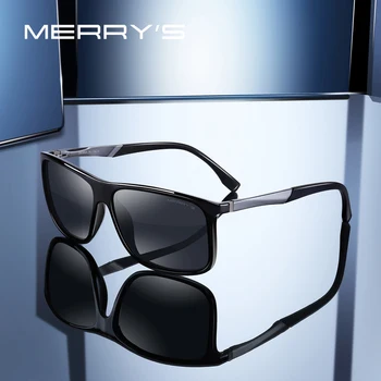 MERRYS tasarım Erkekler Polarize Kare Güneş Gözlüğü Açık Spor Erkek Gözlük Havacılık Alüminyum Bacaklar UV400 Koruma S8132