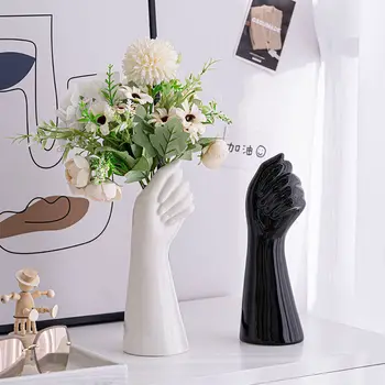 Modern Sanat Vazolar Beyaz Seramik El Vazo Topraksız Çiçek Düzenleme Masaüstü Dekorasyon Ev Dekor Süsleme