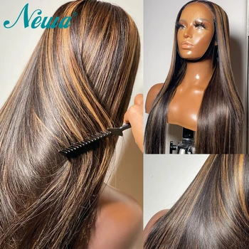 Newa Vurgulamak Renkli Dantel ön peruk İpeksi Düz Tam sırma insan saçı Peruk Kadınlar İçin 360 Tutkalsız HD Ön Peruk Ön Koparıp