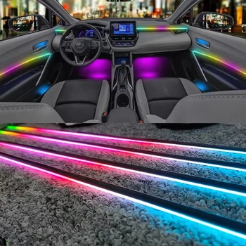 Otomatik Atmosfer Lambası Neon Mood Aydınlatma RGB Renkli Oto İç Dekoratif atmosfer ışığı çok modlu kontrol Universal18in1