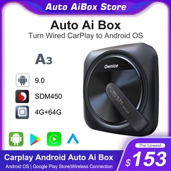 Otomatik aı kutusu A3 Android Kablosuz Adaptör Carplay Mini Araba Oyun Multimedya Akışı 4G LTE Apple Pasta Spotify Netflix Youtube