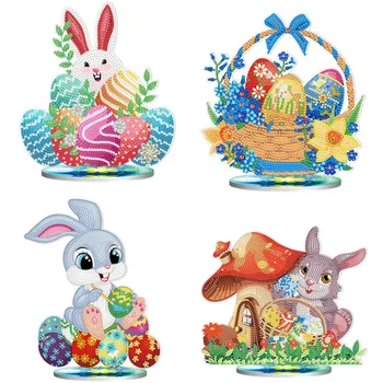 Paskalya tavşanı DİY Elmas boyama kiti Paskalya yumurtası tavşan Masaüstü Dekorasyon Mozaik Nakış Nokta Elmas Ev Dekorasyon Hediye