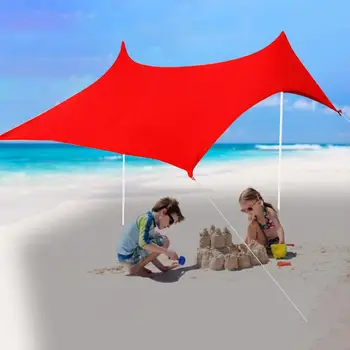 Plaj Güneşlik Aile Plaj Güneşlik Hafif güneşten koruyan tente Kum Torbası Çapalar İle UPF50 + UV Büyük Taşınabilir Gölgelik Parklar İçin