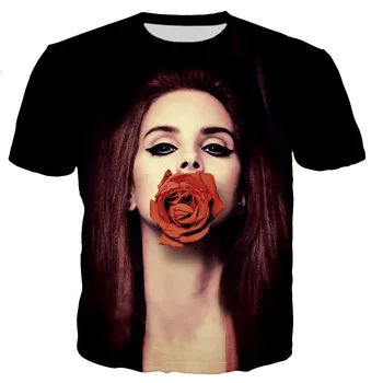 Popüler Şarkıcı Lana Del Rey 3D baskılı tişört Erkek / kadın Yeni Moda Rahat Tarzı T Shirt Serin Hip Hop Streetwear Tops