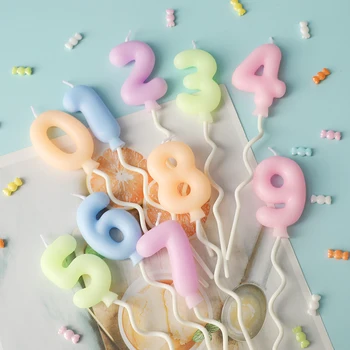 Renkli Balonlar Numarası Mumlar 0-9 Bebek Doğum Günü Partisi Tatlılar çocuk Günü Düğün Yıldönümü Kek Topper Pişirme Malzemeleri
