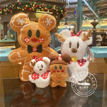 Shanghai Disneyland Orijinal Orijinal 2021 Noel Zencefilli Kurabiye Adam Mickey Peluş Bebek Yastık Minder noel hediyesi Yeni Yıl
