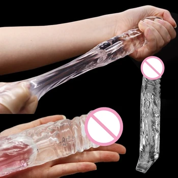 Son derece Elastik Kristal Prezervatif Kullanımlık Penis Extender Kollu Gecikme Boşalma Penis Büyütme Samimi Ürünler Seks Oyuncakları Erkekler İçin