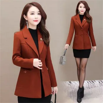 Sonbahar Kış Giysileri Kısa Yün Ceket Kadın Ceket Kore Kalın Yün Blazer Ceket Moda Zarif Karışımlı 5XL H272