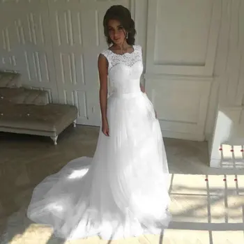 Sıcak Satış Boho Plaj Gelin Dantel Zarif düğün elbisesi Sevgiliye Uzun gelin kıyafeti Bahar Vestido De Novia Dantel-up 2022