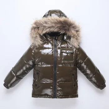 Sıcak Satış çocuk Aşağı Ceket Avrupa Amerikan Erkek ve Kız Kış Beyaz Ördek Aşağı Ceket-30 Derece Kalın Kayak Takım Elbise