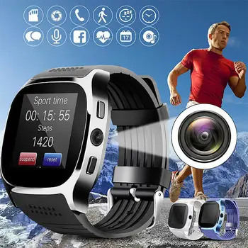 T8 Bluetooth Spor akıllı saat Kamera İle Whatsapp Destek SIM TF Kart Çağrı Smartwatch Android Telefon İçin Pedometre Akıllı Weara