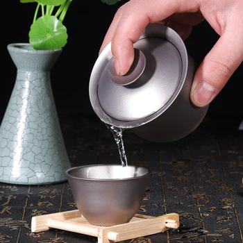 Tiartisan 130 ml Titanyum Çay Gaiwan çay makinesi için Açık Kamp Yürüyüş Sırt Çantası Sofra